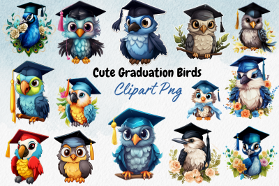 Cute Graduation Birds Stickers