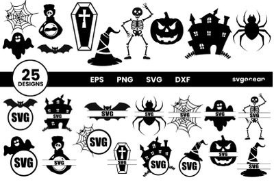 Halloween Monogram SVG Bundle | Halloween Cut File | Frame Svg