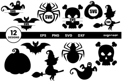 Halloween Monogram SVG Bundle | Halloween Cut File | Silhouette