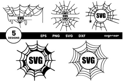 Spiderweb Monogram SVG Bundle | Halloween Cut File | Frame Svg