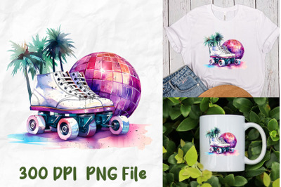 Vaporwave Roller Skate Disco Palm Tree