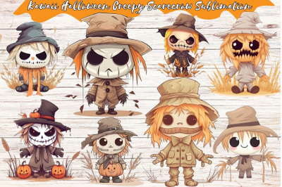Kawaii Halloween Creepy Scarecrow PNG