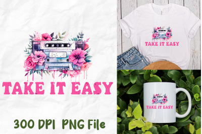 Take It Easy Cassette Flower Vaporwave