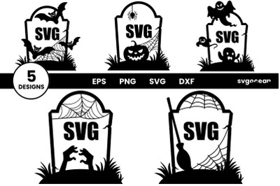 Tombstone Monogram SVG Bundle | Halloween Cut File | Frame Svg