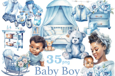 Baby Boy Clipart PNG | Baby Shower Scene