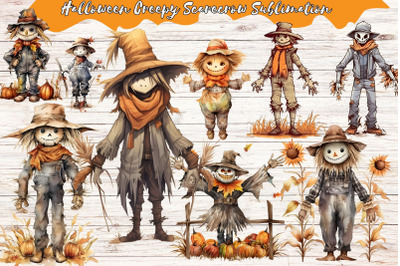 Halloween Creepy Scarecrow Sublimation Fall Clipart