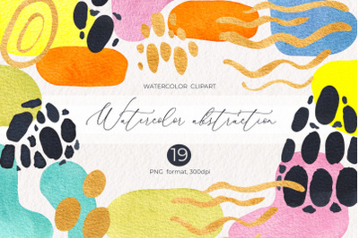 Watercolor abstract spots / Watercolor PNG gold