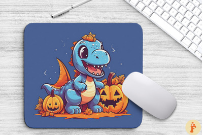 Cute Dinosaur With Pumpkins Mouse Pad