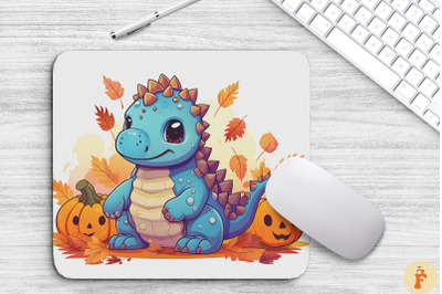 Cute Dinosaur With Pumpkins Mouse Pad