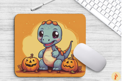 Kawaii Dinosaur With Pumpkins Mouse Pad