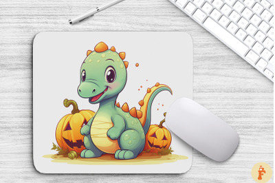 Kawaii Dinosaur With Pumpkins Mouse Pad