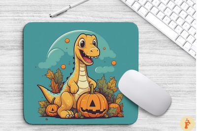 Kawaii Dinosaur With Pumpkins Mouse Pad