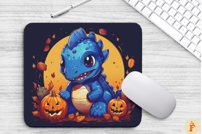 Happy Dinosaur With Pumpkins Mouse Pad