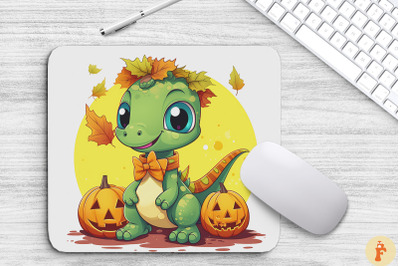 Happy Dinosaur With Pumpkins Mouse Pad