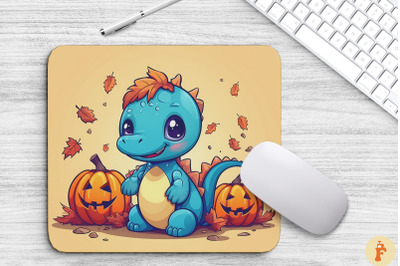 Happy Dinosaur With Pumpkins Mouse Pad