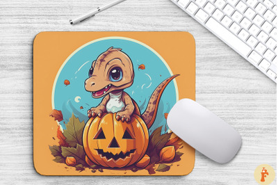 Cartoon Dinosaur In Halloween Mouse Pad