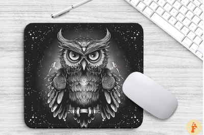 Night Mysterious Owl Sketch Mouse Pad