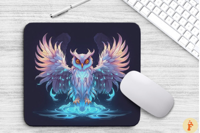 Eerie Owl With Ethereal Wings Mouse Pad