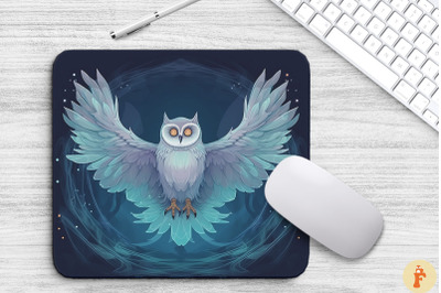 Eerie Owl With Ethereal Wings Mouse Pad