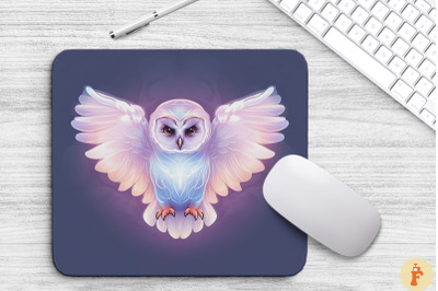 Eerie Owl With Ethereal Wings Mouse Pad