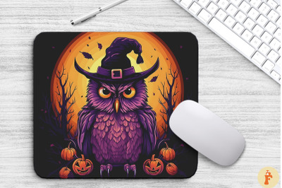 An Owl Wearing A Witch&#039;S Hat Mouse Pad