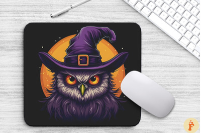 An Owl Wearing A Witch&#039;S Hat Mouse Pad