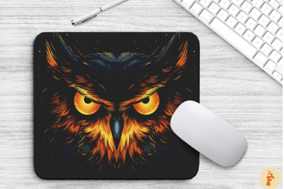 Owl&#039;S Glowing Eyes In The Dark Mouse Pad