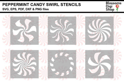 Peppermint Candy Swirl Stencils SVG, EPS, PDF, DXF &amp; PNG files