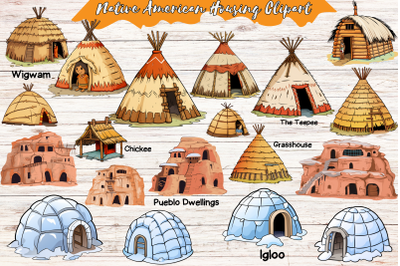 Authentic Native American Homes Clipart Collection