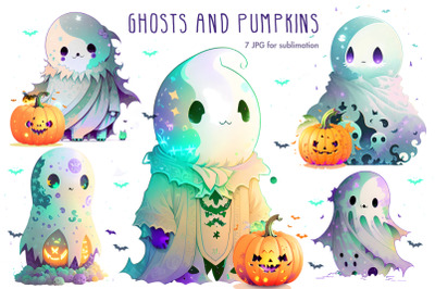 Halloween Ghosts and Pumpkins Sublimation