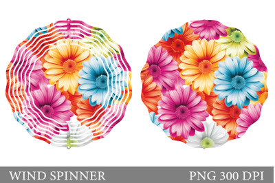 Rainbow Gerbera Spinner. Flowers Daisy Wind Spinner