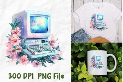 Retro Vaporwave Computer Flower