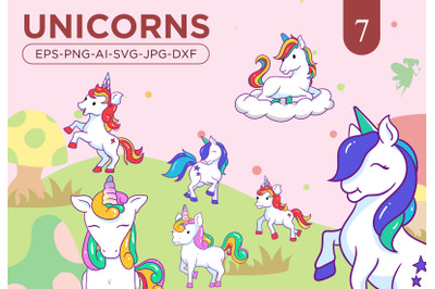 Unicorn vector set girly horse art