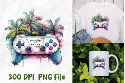 Retro Vaporwave Game Console Palm Tree