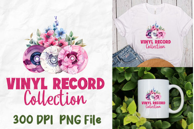 Vinyl Record Collection Retro Flower