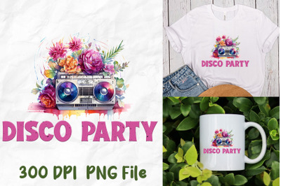 Disco Party Retro Boombox Flower