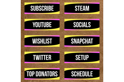 Twitch Panels Streamer Banner Overlay pack