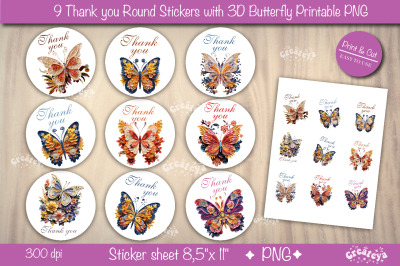 Thank You Stickers Round Stickers Bundle PNG Small business stickers 3