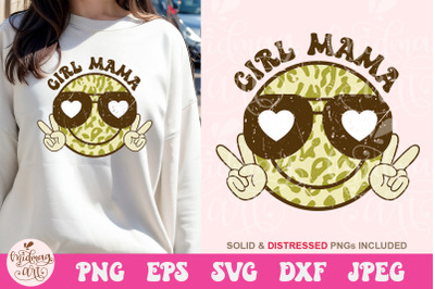 Groovy girl Mama smile face SVG, mom Sublimation