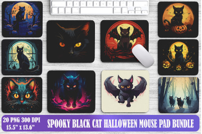 Spooky Black Cat Halloween Mouse Pad Bundle