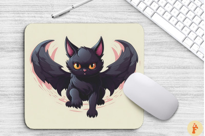 Magical Black Cat With Wings Mouse Pad