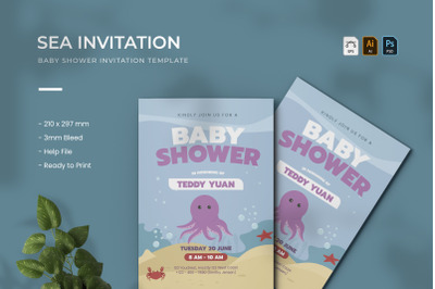 Sea - Baby Shower Invitation