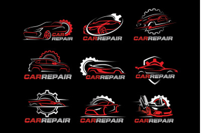 Car repair logo bundle svg, Car repair service logo template, Car gear