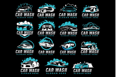 Set of Car Wash or Car Cleaning Logo Template, Car washing service log