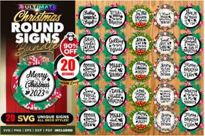 Christmas Round sign Bundle&2C;Christmas SVG Bundle&2C;20 Designs