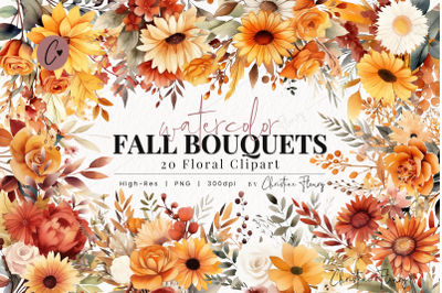 Watercolor Fall Bouquet Floral Clipart