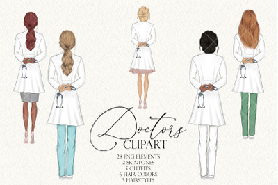 Doctors clipart, Handdrawn graphic, nurse clipart design