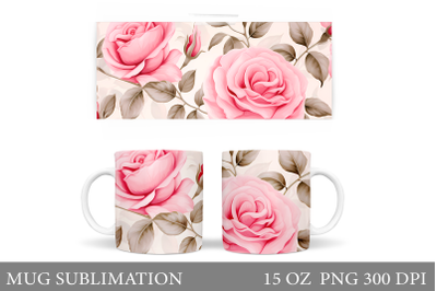 3D Rose Mug Sublimation. Rose Mug Wrap Template