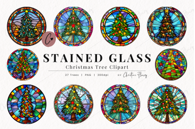 Christmas Tree Stained Glass Clipart