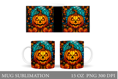 Pumpkin Mug Sublimation. Halloween Scary Pumpkin Mug Wrap